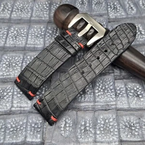 24mm/22mm Exotic Leather Watch Band Bespoke Vintage Minimalist Design - Picture 1 of 13