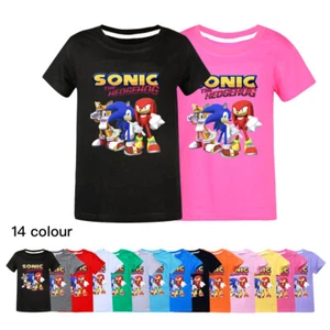 Kids Boys Sonic the Hedgehog Casual Short Sleeve T-shirt Summer Beach Tshirt Top - Picture 1 of 17