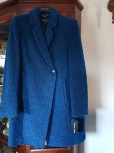 NWT Black Rivet Women's Blue Black Wool Blend Winter Coat Medium $300 Retail - Picture 1 of 10