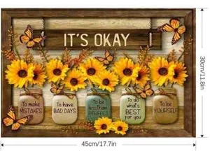 Wall Decor Sunflower It's Okay Inspirational Quotes Canvas Print Artwork New - Picture 1 of 2