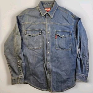 Vintage NAF NAF Mens Textured Denim Shirt Long Sleeve 48 34.5 Y2K - Picture 1 of 12