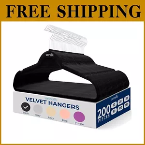 Eco-Friendly Velvet Hangers Set - 200 Non-Slip, Space-Saving Closet Essentials - Picture 1 of 9