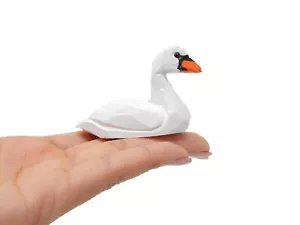 Statua Cigno Oca Miniatura Uccellino Bianco Scultura Decorazione Giardino Torta Topper - Foto 1 di 6