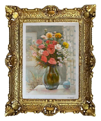 Beautiful Painting 56X46Cm - By F. Neri 2 - Antique Repro Baroque Flower Vase - Image 1 of 3