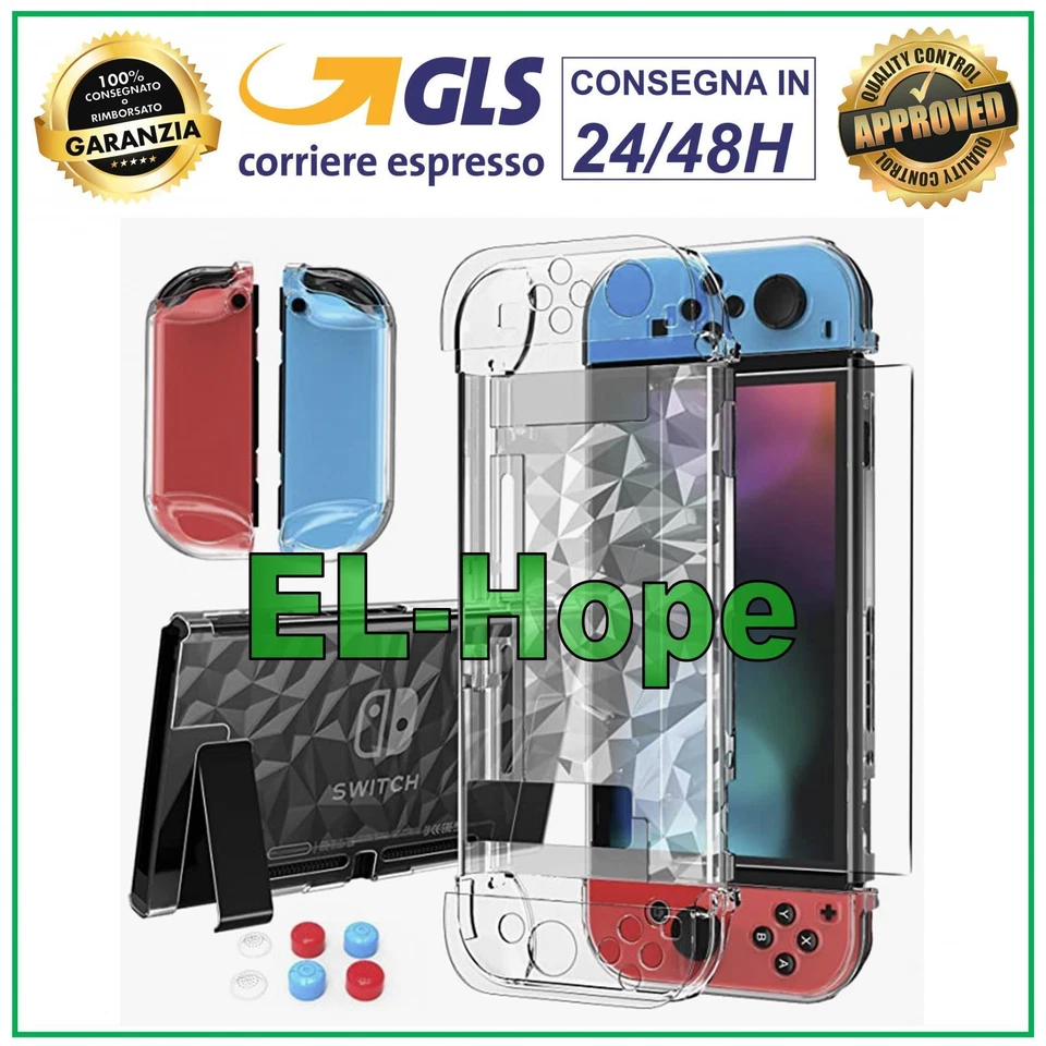 CUSTODIA TRASPARENTE IN PVC CASE COVER RIGIDA ANTIURTO PER NINTENDO SWITCH
