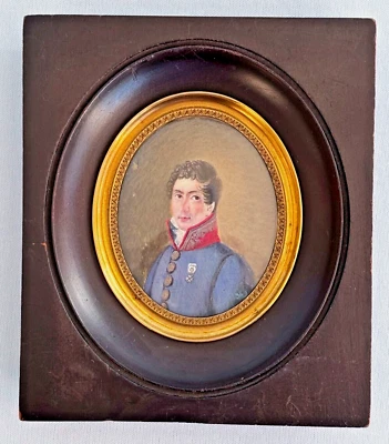 19C Hand Painted France Naval Officer Portrait Giroux Collection Napoleon Battle - Image 1 of 4