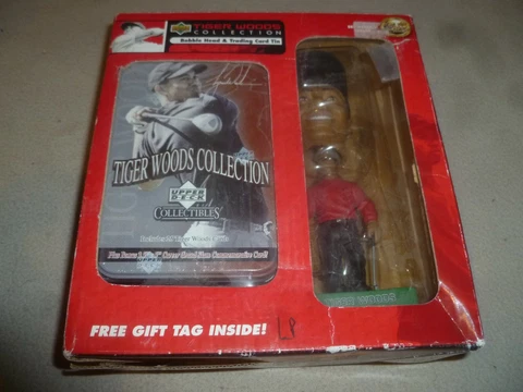 NEW TIGER WOODS COLLECTION SET BOBBLE HEAD CARDS TIN NIB GOLF PGA GRAND SLAM UD Cover