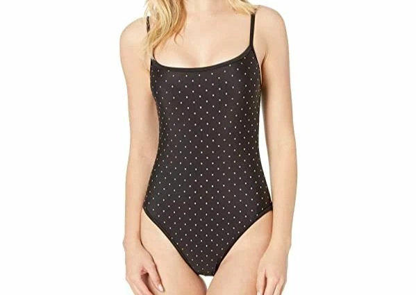 $200 La Blanca Women's Black Gold Studded Polka Dot One Piece Swimsuit Size 4 - Image 1 of 1
