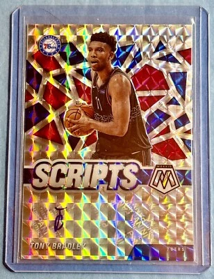 💎Tony Bradley Mosaic Scripts ✒️Auto Silver Prizm 2020-21 #SC-TBR 76ers Panini - Image 1 of 2