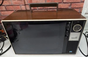 Teleton TH-14BS Black & White CRT TV 14" Vintage Woodgrain TV - Picture 1 of 8