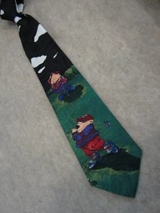 Mens Neck Tie Vintage Hallmark Necktie Ties ~ Golf Novelty Teeing Off - Picture 1 of 4