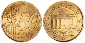 BRD 50 Cent 2002 G Fehlprägung auf 20 Cent Rohling prägefrisch 97373 - Bild 1 von 1
