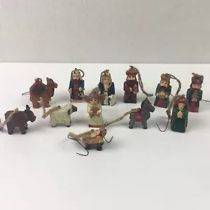 Vintage Christmas ornaments manger scene hanging jesus mary wise men shephard - Picture 1 of 9