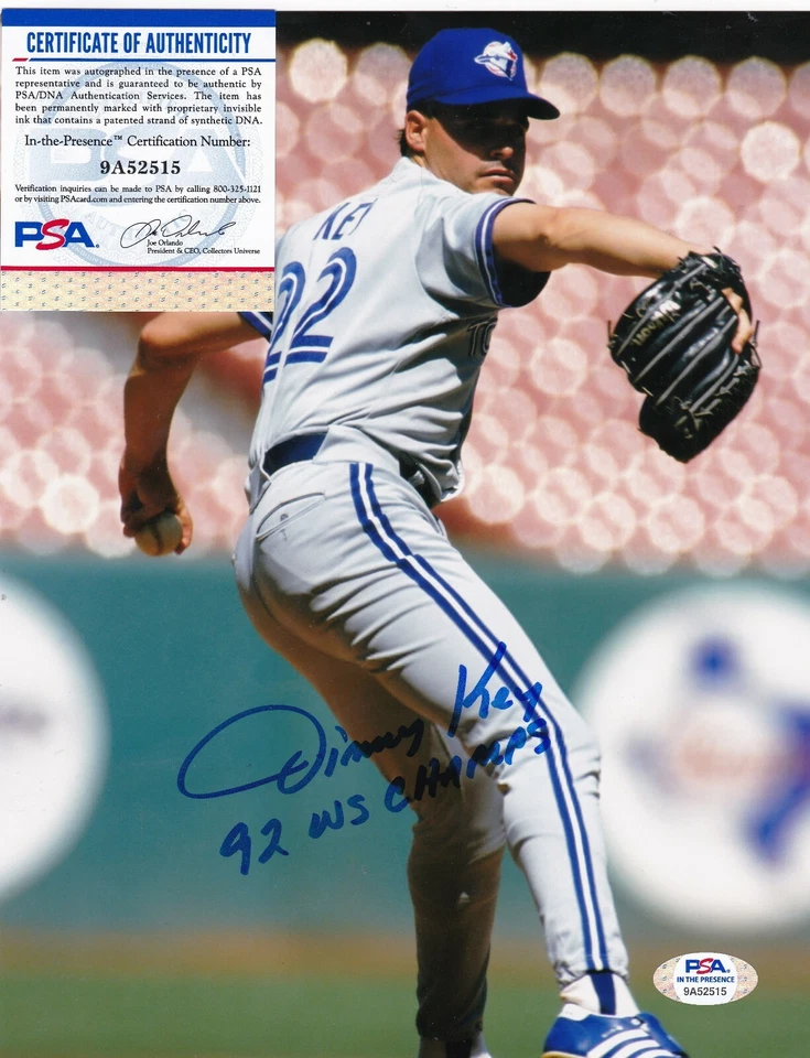 JIMMY KEY  TORONTO BLUE JAYS  92 WS CHAMPS  PSA AUTHENTICATED SIGNED 8x10 - Image 1 of 1