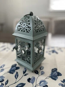Pier One Imports Tea Light Lantern In Teal Moraccan Style - Picture 1 of 4