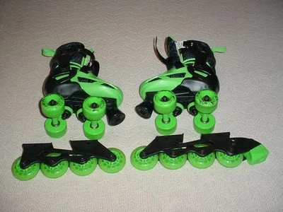 Roller Derby 2n1 Adjustable Boys Skates Black/Green Size 12-2 - Image 1 of 4