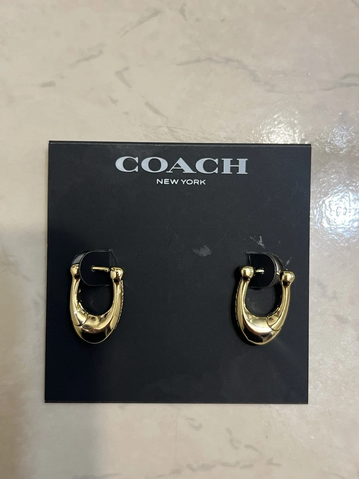 Pendientes colgantes COACH firma gorditos en TONO DORADO - NUEVOS CON ETIQUETA Foto 1 de 4