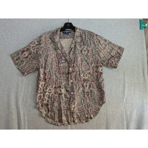 Ralph Lauren Shirt Womens Sz 8 Rayon Paisley Short Sleeves Button Front Purple - Picture 1 of 9