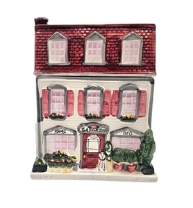 Vintage Sherwood Brands Inc Ceramic Victorian House & Flower Store Canister Jar - Picture 1 of 5
