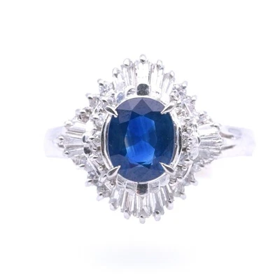 Saphir Diamant Ring in 900er PT mit 1,35 Ct. Edelsteinen Gestempelt - Bild 1 von 4