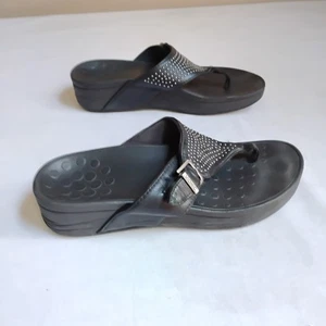 Vionic Sandals 7 Capitola Wedge Thong Embellished Arch Support Slip On - Picture 1 of 13