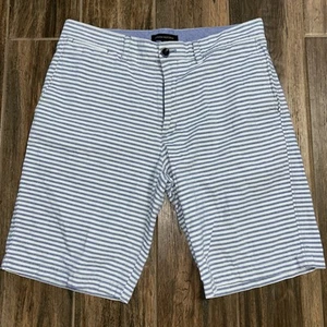 Banana Republic Shorts Mens Size 32 Striped Cotton Blue White Chino - Picture 1 of 4