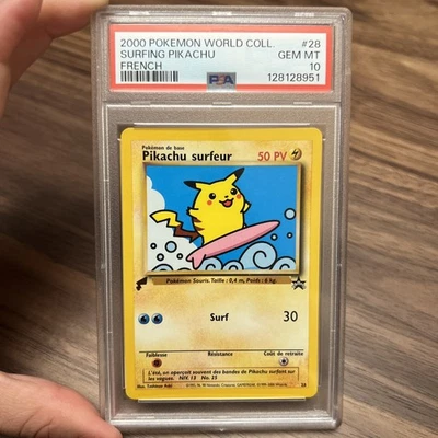 Pokemon PSA 10 Gem Mint Pikachu World Collection French Surfing Pikachu #28 - Image 1 of 2