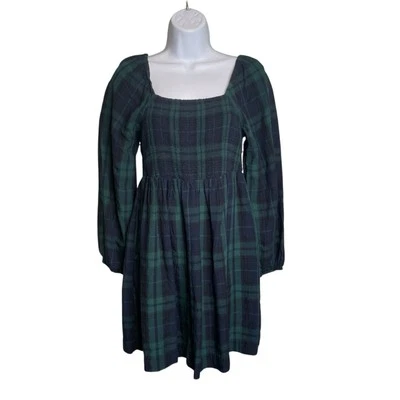 Old Navy Women's Tartan Plaid Milkmaid Smocked Dress Size M Preppy Academia - Image 1 of 4
