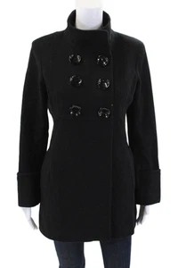 Michael Michael Kors Womens Button Down Pea Coat Black Wool Size Medium - Picture 1 of 6