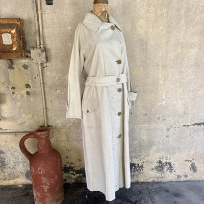 Antiguo Abrigo Plumero Eduardiano Blanco Algodón Chaqueta Ropa Deportiva Motor De Colección Foto 1 de 4