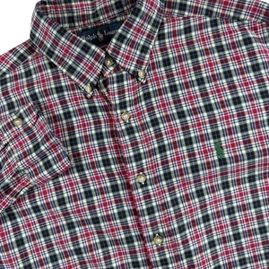 Polo Ralph Lauren Button Down Shirt Men L Navy Plaid Preppy Brushed Cotton L/S - Picture 1 of 6