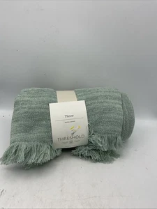 Threshold Throw 50 X60 In  Seafoam Green With Fringe - Foto 1 di 8