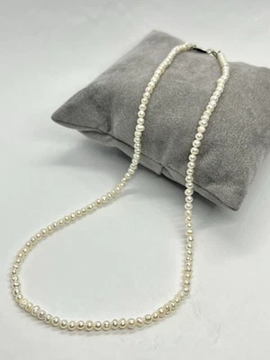 Collana Perle d’Acqua Dolce 3mm con Chiusura in Argento 925 – 40 cm - Immagine 1 di 4