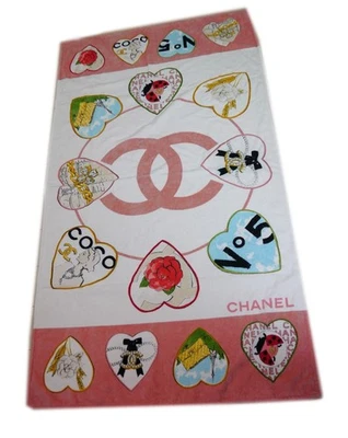 Подлинный CHANEL пляж полотенце значок Coco mark хлопок #5135 - Изображение 1 из 4