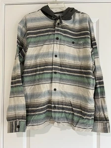 Billabong Men’s Striped Button Up Hoodie Size Medium - Picture 1 of 12