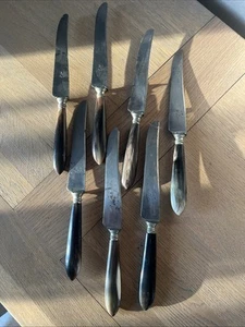 Ensemble de 7 Couteaux Anciens RJ Paris - Lame Acier - Manche Corne - Bild 1 von 24