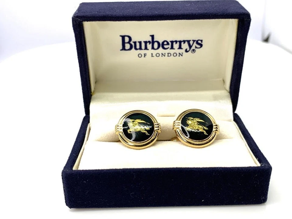 Burberry Gold-Colored Dark Green Cufflinks - Image 1 of 4