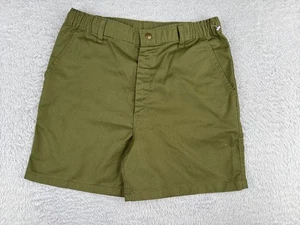 Boy Scouts Shorts Youth 20 Green Cotton Blend Twill Cargo Olive Drab 70s 30x5 - Picture 1 of 14