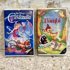 Cinderella Bambi Black Diamond VHS Tape #410 Disney's Clamshell Red signature - Picture 1 of 7