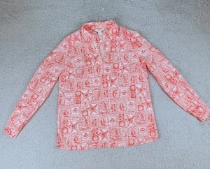 Camisa túnica Lilly Pulitzer Jae para mujer XS Seaside Harbour manga larga preppy NUEVA - Imagen 1 de 13