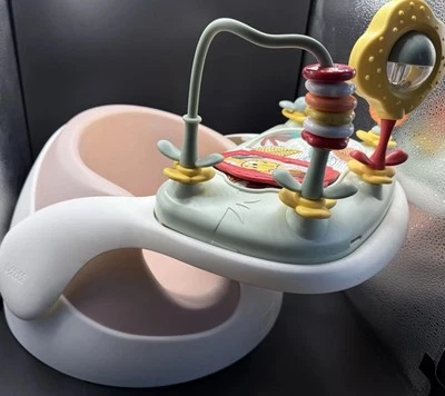 Mamas & Papas Pink & White Baby Snug Floor Seat Chair & Feeding / Activity Tray - Image 1 of 4