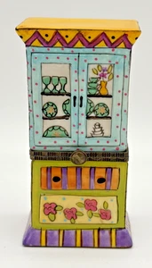 Caja con bisagras miniatura caja de baratija pastillero caja de almacenamiento porcelana gabinete de porcelana - Imagen 1 de 8