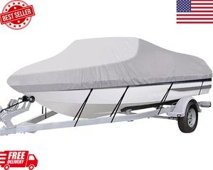 Trailerable Boat Cover - 17'-19' Heavy Duty Waterproof Tarp Covers with Storage - Bild 1 von 7