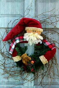 NEW PATTERN #3300 original cloth Santa in twig Wreath by Bonnie B Buttons - Picture 1 of 1