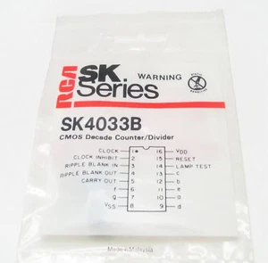 RCA SK4033B Decade Counter/Divider 7-Segment Ripple Blank CMOS IC, NOS NTE4033B - Picture 1 of 1