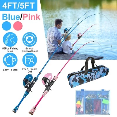Fishing Rod and Spincast Reel Combo for Saltwater Freshwater Fishing Gear Kit - Image 1 of 4