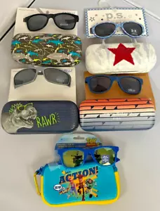 KIDS BOYS/GIRLS SUNGLASSES & CASE SET 100% UV PROTECTION  YOU CHOOSE NWT - Picture 1 of 11