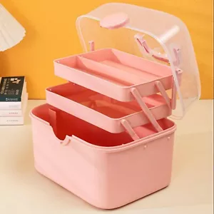 Multipurpose Portable Storage Box for Manicure Tools Nail Kits Art Supply Pink - Picture 1 of 3