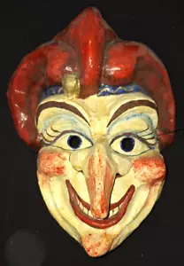 NUEVO CON ETIQUETAS DE COLECCIÓN 1982 HAPPY SMILING MAN MÁSCARA DE PAPEL MACHÉ ARREGLADA PURGA HALLOWEEN - Imagen 1 de 12