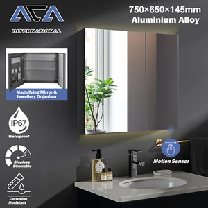 Bathroom Touchless Dimmable Wall Mount Vanity LED Mirror Cabinet Aluminium Alloy - Picture 1 of 8